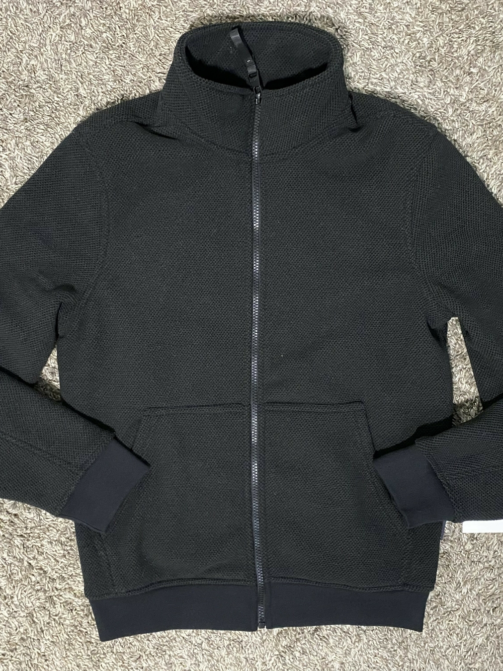 DKNY Men's Black Sherpa Lined Knit Bomber Full-Zip Long Sleeve Jacket Size S